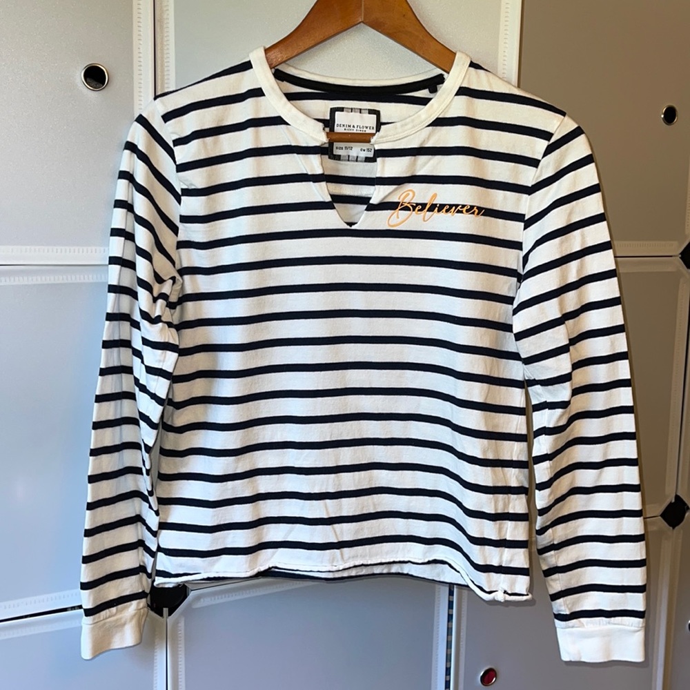 Blue &White Striped Long Sleeve Shirt